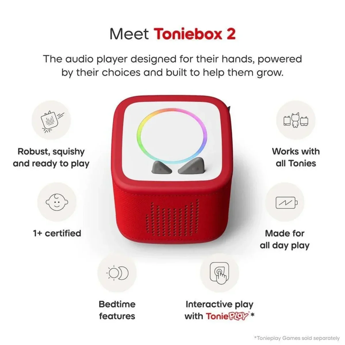 Tonies Toniebox 2 Starter Set with Creative Tonie Rubie - Sunset Red - Image 4