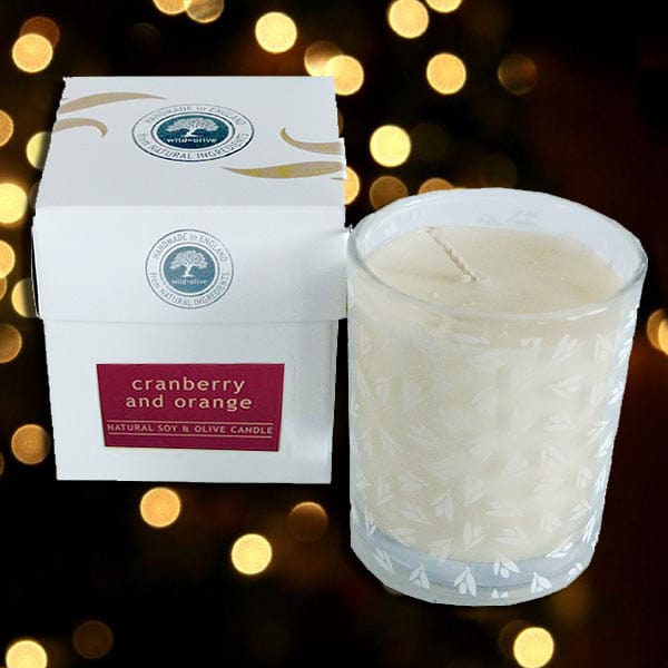 Wild Olive Christmas Cranberry Glass Candle
